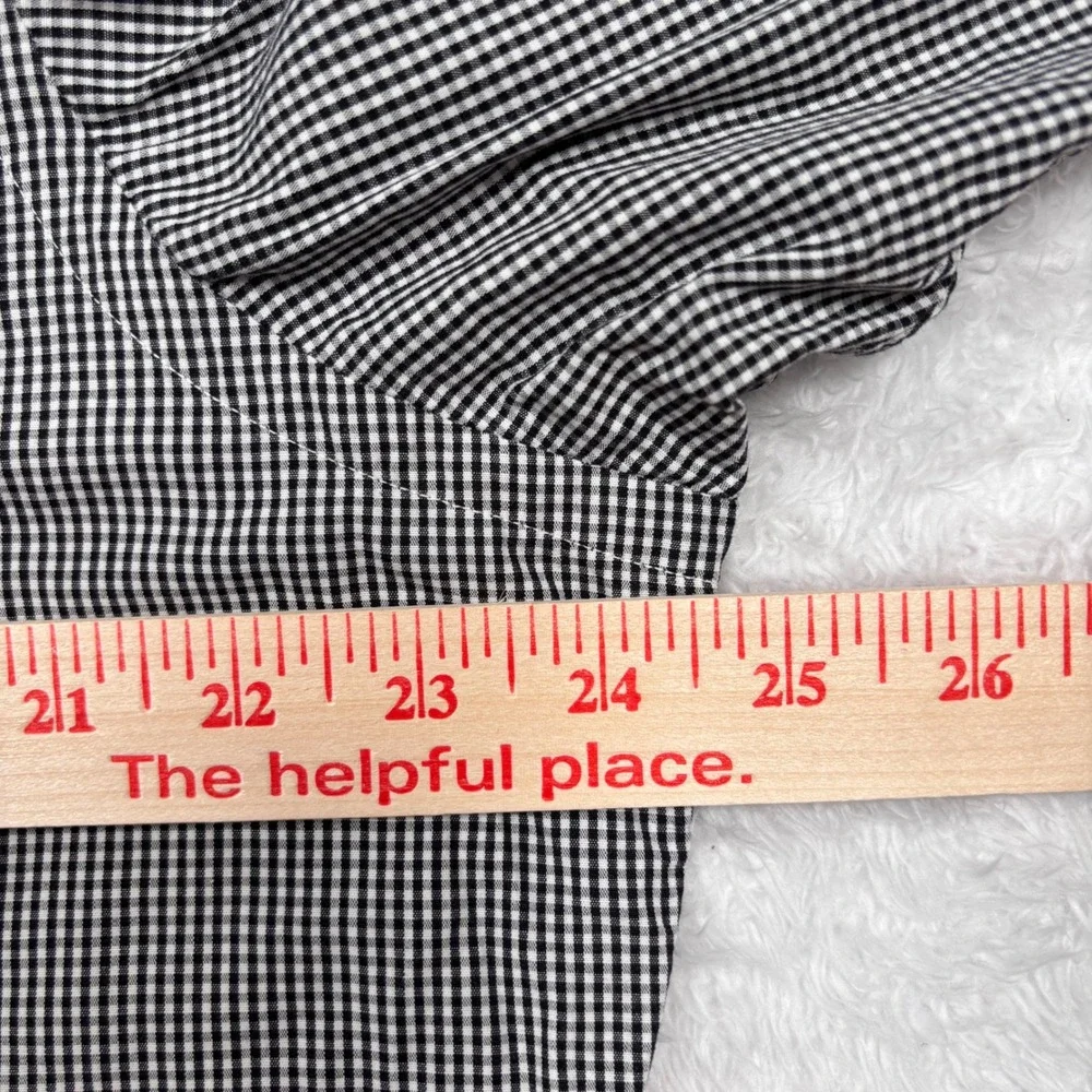 Polo Ralph Lauren Button Shirt Men L 16.5 32/33 Black White Gingham Check Preppy